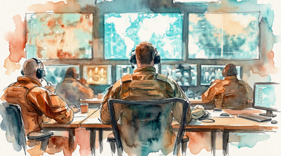 persone all'interno di una war room