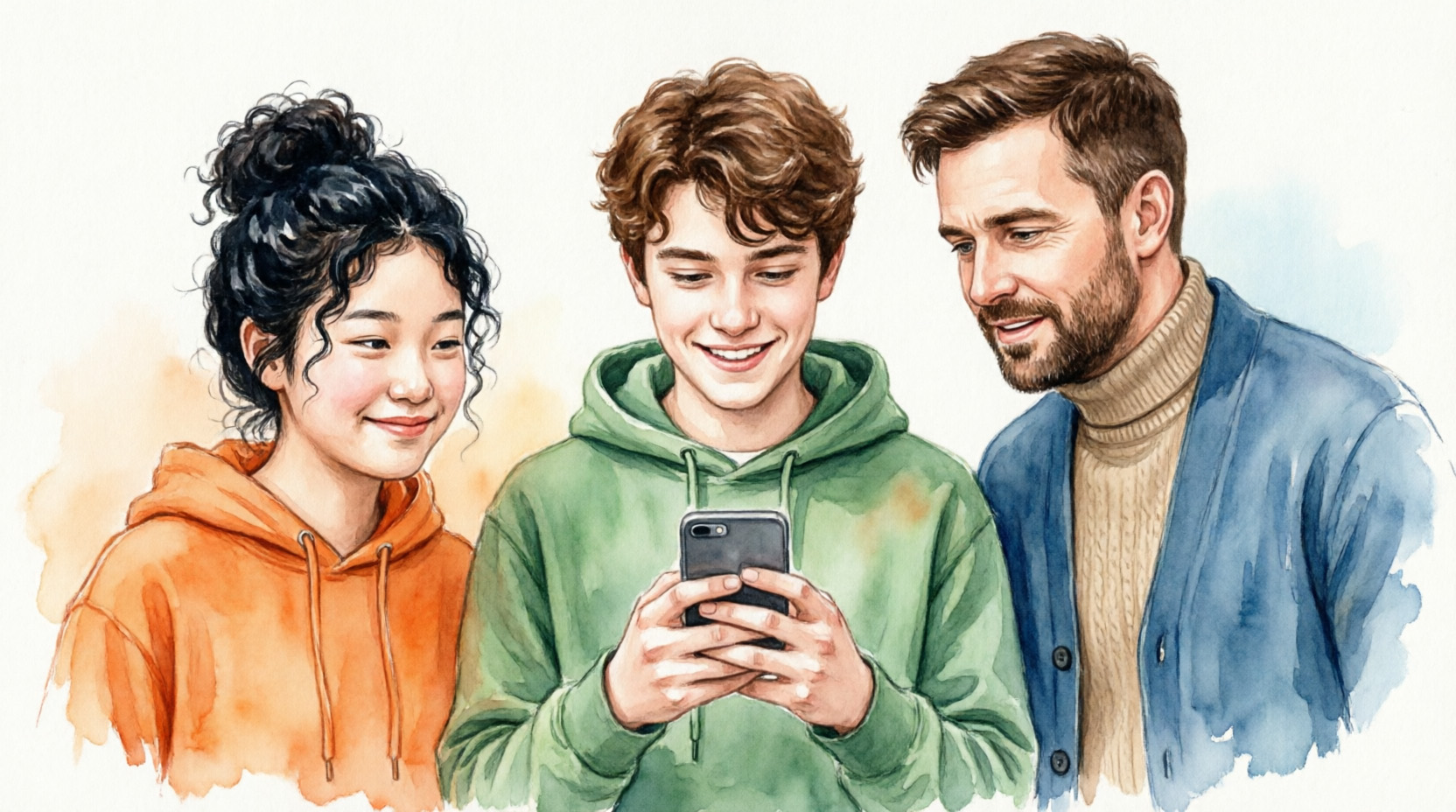 persone che osservano con stupore lo smartphone